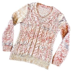 Anthropologie Wool Blend Cable Knit V-neck Sweater